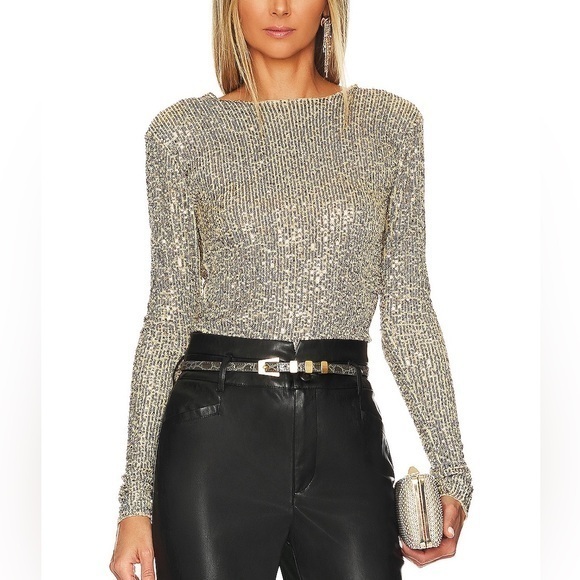 Free People Gold Rush Long Sleeve in Gold Combo - Picture 1 of 5